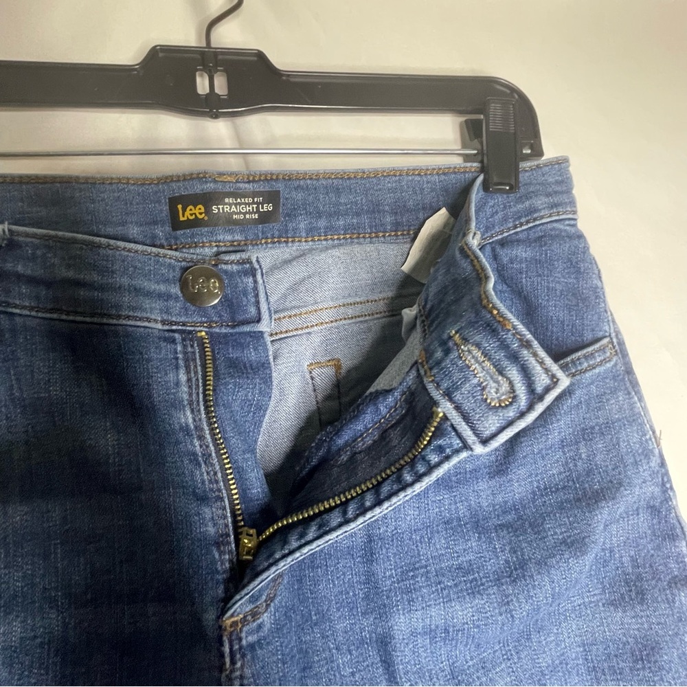 Lee Mid Rise Denim Straight Leg Blue Jeans
